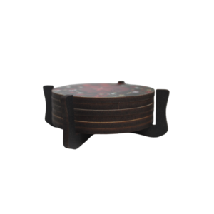 Porta copo c/ 06 pcs  base madeira red natal ref nat014 multiplox