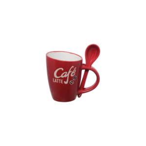 Caneca 220 ml ceramica georgia c/colher vermelha 084vm etilix