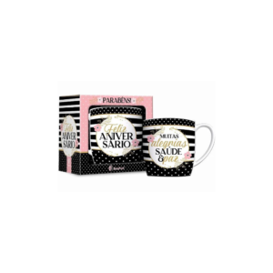 Caneca 300 ml porcelana alegria saude e paz 10367 jtx comercio