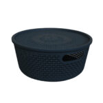 Cesta org redonda plástico c/tampa 26x22cm ref rj25147 Elite