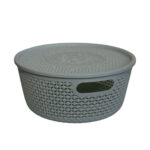 Cesta org redonda plástico c/tampa 26x22cm ref rj25147 Elite