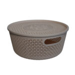 Cesta org redonda plástico c/tampa 26x22cm ref rj25147 Elite