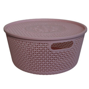 Cesta org redonda plástico c/ tampa 29x14cm ref rj25136 Elite