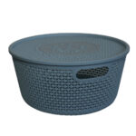 Cesta org redonda plástico c/ tampa 29x14cm ref rj25136 Elite