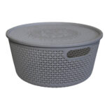 Cesta org redonda plástico c/ tampa 29x14cm ref rj25136 Elite