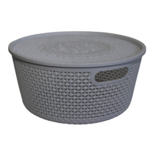 Cesta org redonda plástico c/ tampa 29x14cm ref rj25136 Elite