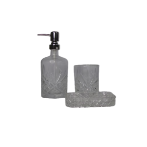 Kit banheiro 03 pcs 420 ml vidro stars ref vdb01032 rio de ouro