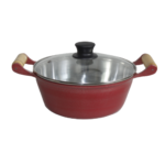 Jogo c/ 05 caçarolas aluminio fundido craq verm tmp vidro Andrade