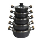 Jogo c/ 05 caçarolas aluminio fundido craqueado tmp vidro Andrade