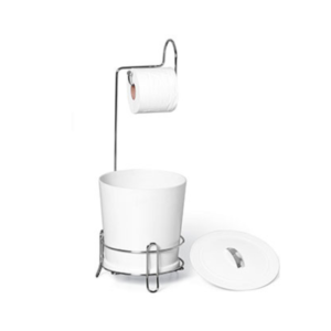 Suporte papel higienico c/ lixeira branco 304 4 Niquelplast