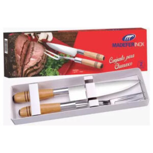 Conjunto p/ churrasco 02 pcs garfo/faca ref 1 040 Madefer