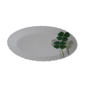 Travessa oval 33x24cm vidro opal trevo quadro folhas 9105 Elite