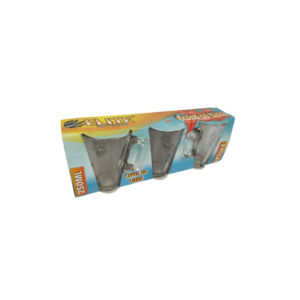 Jogo c/ 03 canecas vidro 250 ml tranparente ref elv1066 elite