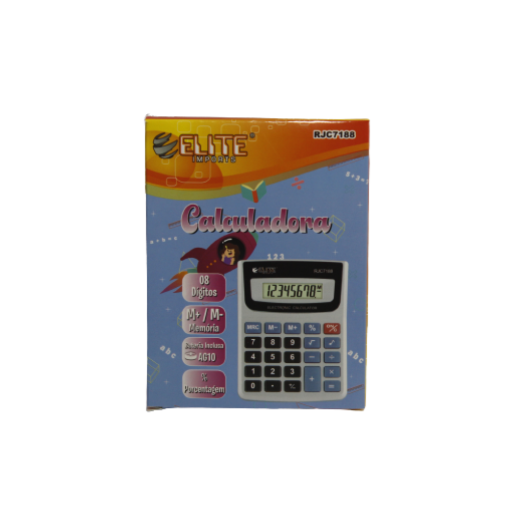 Produto Calculadora 08 digitos 12,5x9,6cm ref rjc7188 Elite