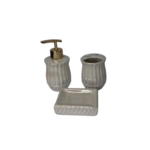 Kit banheiro 03 pcs ceramica plissado ref prb01078 rio de ouro