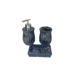 Kit banheiro 03 pcs ceramica plissado ref prb01078 rio de ouro