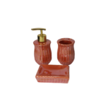 Kit banheiro 03 pcs ceramica plissado ref prb01078 rio de ouro