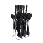 Conjunto c/ 24 talheres black c/ suporte inox ref 6999 Ke Home