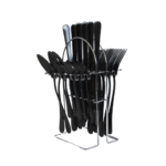Conjunto c/ 24 talheres black c/ suporte inox ref 6999 Ke Home