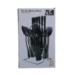 Conjunto c/ 24 talheres black c/ suporte inox ref 6999 Ke Home