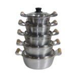 Produto Jogo c/ 05 caçarolas aluminio fundido polido tampa vidro Andrade