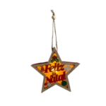 Enfeite decorativo de natal 12cm estrela mdf c/ luz m10 Multiart