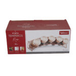 Porta temperos 05 peças vidro c/suporte curva rose wx4303 Wellmix