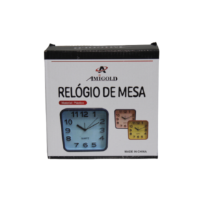 Relogio de mesa 15x15x3,5cm plastico color 4293 Amigold