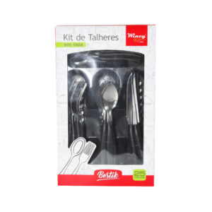 Conj c/ 24 talheres color e separador preto ref ixb06116 Wincy