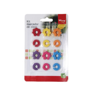 Kit c/ 12 marcadores silicone 2,2x0,7cm p/copo ref cla03457 Wincy
