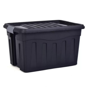 Caixa organizadora 53 lts c/ trava e rodinha preta 915 MB Plast