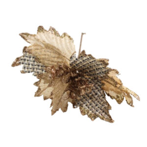 Produto Enfeite decorativo de natal galho flor 26cm dourado h98 Multiart