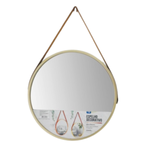 Espelho 53 cm decorativo redondo moldura dourada ref 9883 FWB