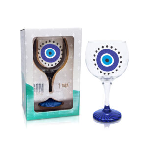 Taça 600 ml vidro gin caixa olho grego azul ref 8660 Medieval