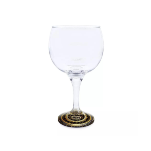Taça 600 ml vidro gin base mandala preto e dourado 8787 Medieval