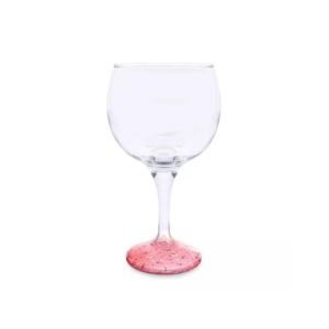 Taça 600 ml vidro gin base floral rosa ref 8789 Medieval