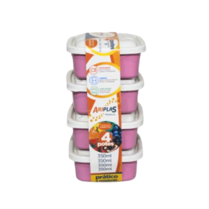 Jogo c/ 04 potes quadrados plastico ref 18 Maria Cristina