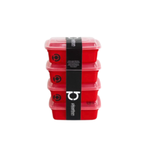 Jogo c/ 04 potes retangular 350ml color ref 1358 Plastbon