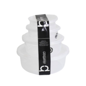 Jogo c/ 04 potes redondo p/m/g/gg transparente ref 1589 Plastbon