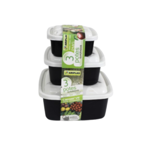 Jogo c/ 03 potes quadrados p/m/g ref 17 Maria Cristina