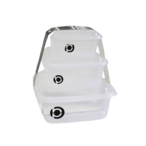 Jogo c/ 03 potes quadrados transparente ref 1518 Plastbon