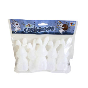 Kit c/ 05 coelhinhos pascoa plastico branco xis0809 Mastertoy