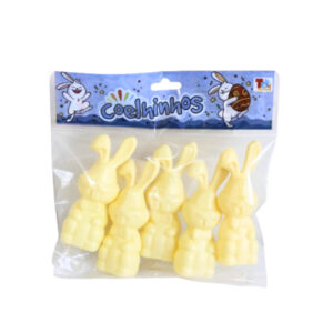 Kit c/ 05 coelhinhos pascoa plastico choc branco 0811 Mastertoy