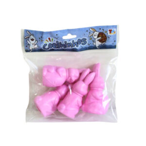 Kit c/ 04 coelhinhos pascoa plastico rosa ref xis0818 Mastertoy