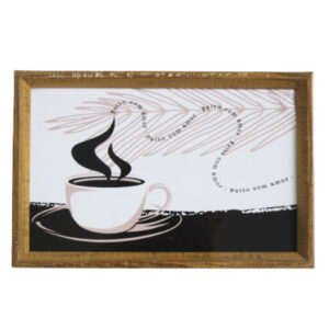 Bandeja 18,8×28,8cm retangular fundo forrada tecido 2957 FWB