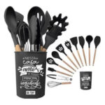 Produto Kit c/ 12 utensilios cozinha silicone cabo mad top1141 D L festas