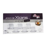 Jogo c/ 06 xicaras 176ml cha vidro c/ pires ref 15402 Inga Import
