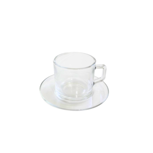 Jogo c/ 06 xicaras 176ml cha vidro c/ pires ref 15402 Inga Import