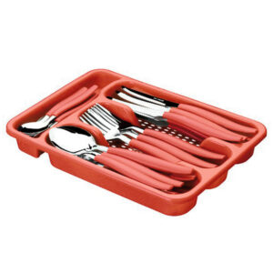 Conj c/ 24 talheres color c/ separador vermelho 13142 Inga Import