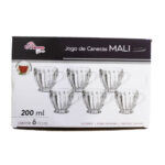 Jogo c/ 06 canecas 200 ml vidro cha mali ref 16218 Inga Import